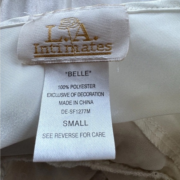 Vintage 90s LA Intimates Belle White Strappy Lace Lingerie Slip Dress Size Small - Picture 5 of 9